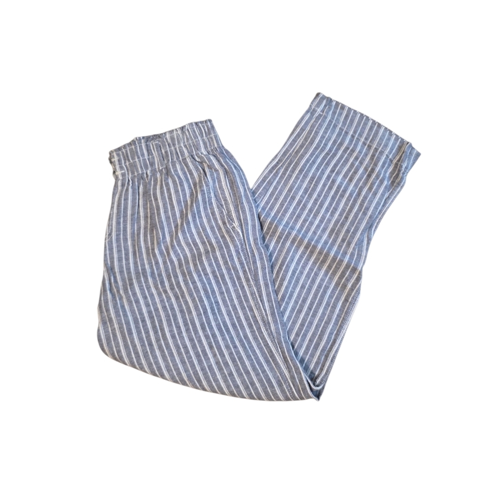 Striped Linen Pants - Blue and White